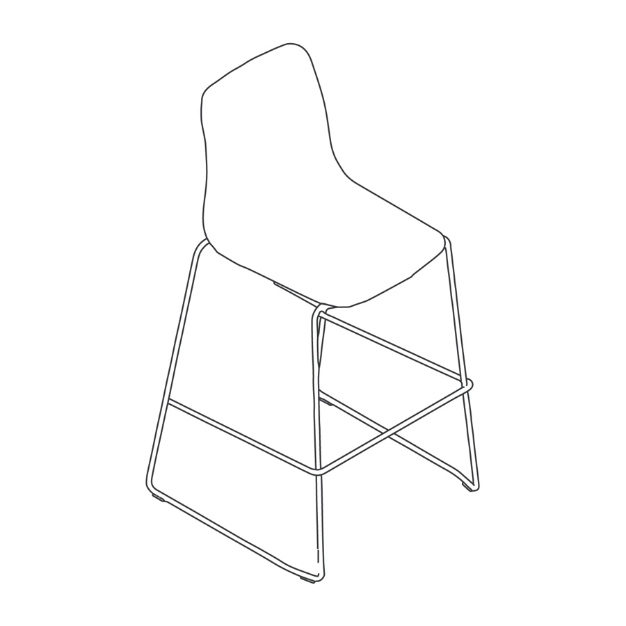 A line drawing - Polly Stool–Bar Height–Sled Base
