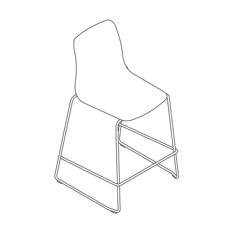 A line drawing - Polly Stool–Counter Height–Sled Base