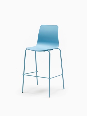 An all blue Polly Stool, viewed at an angle.