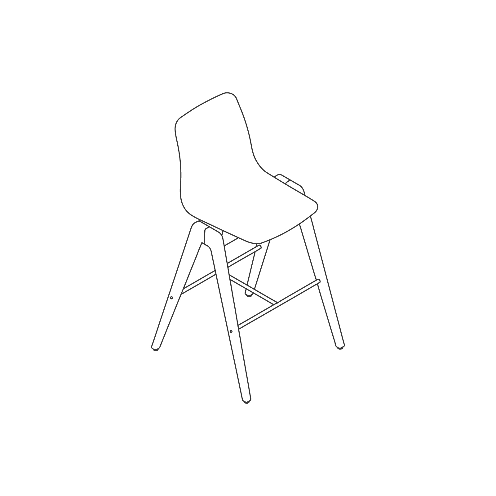 A line drawing of Polly Wood Stool–Bar Height.