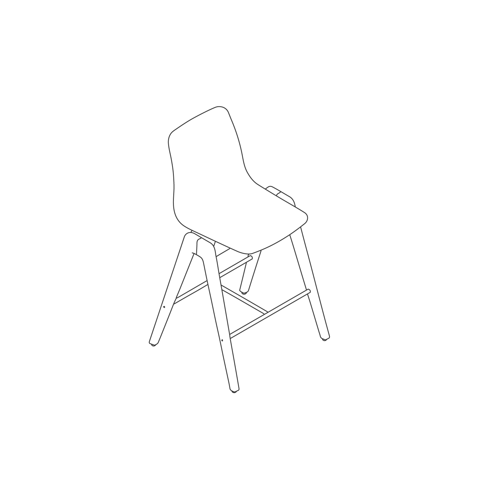 A line drawing of Polly Wood Stool–Counter Height.