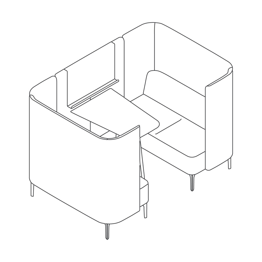 Dessin au trait : Banquette Pullman–2 places