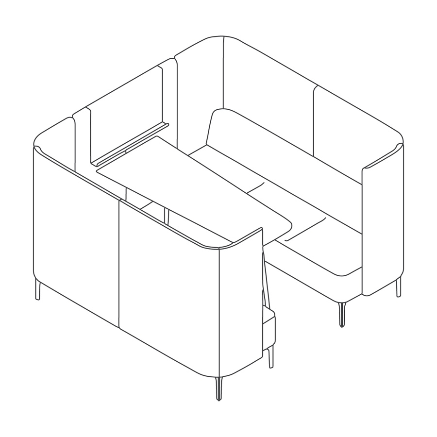 Dessin au trait : Banquette Pullman–3 places