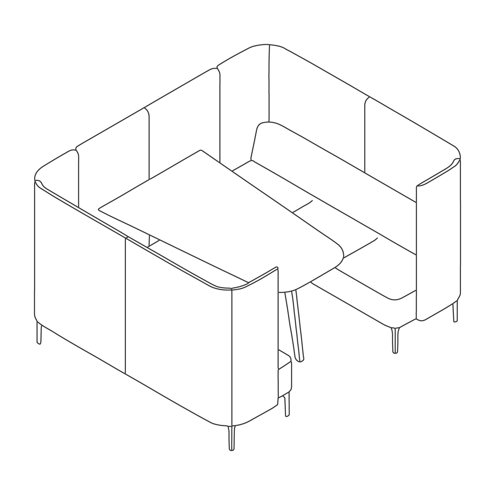 A line drawing - Pullman Booth–3 Seat–Wide