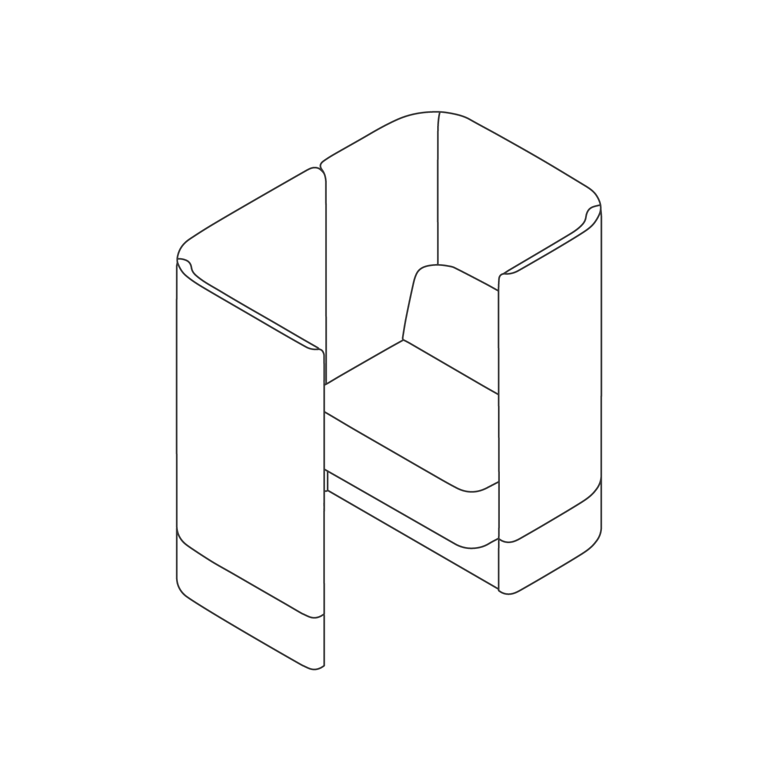A line drawing - Pullman Chair Pod–Plinth Base–Screen Right