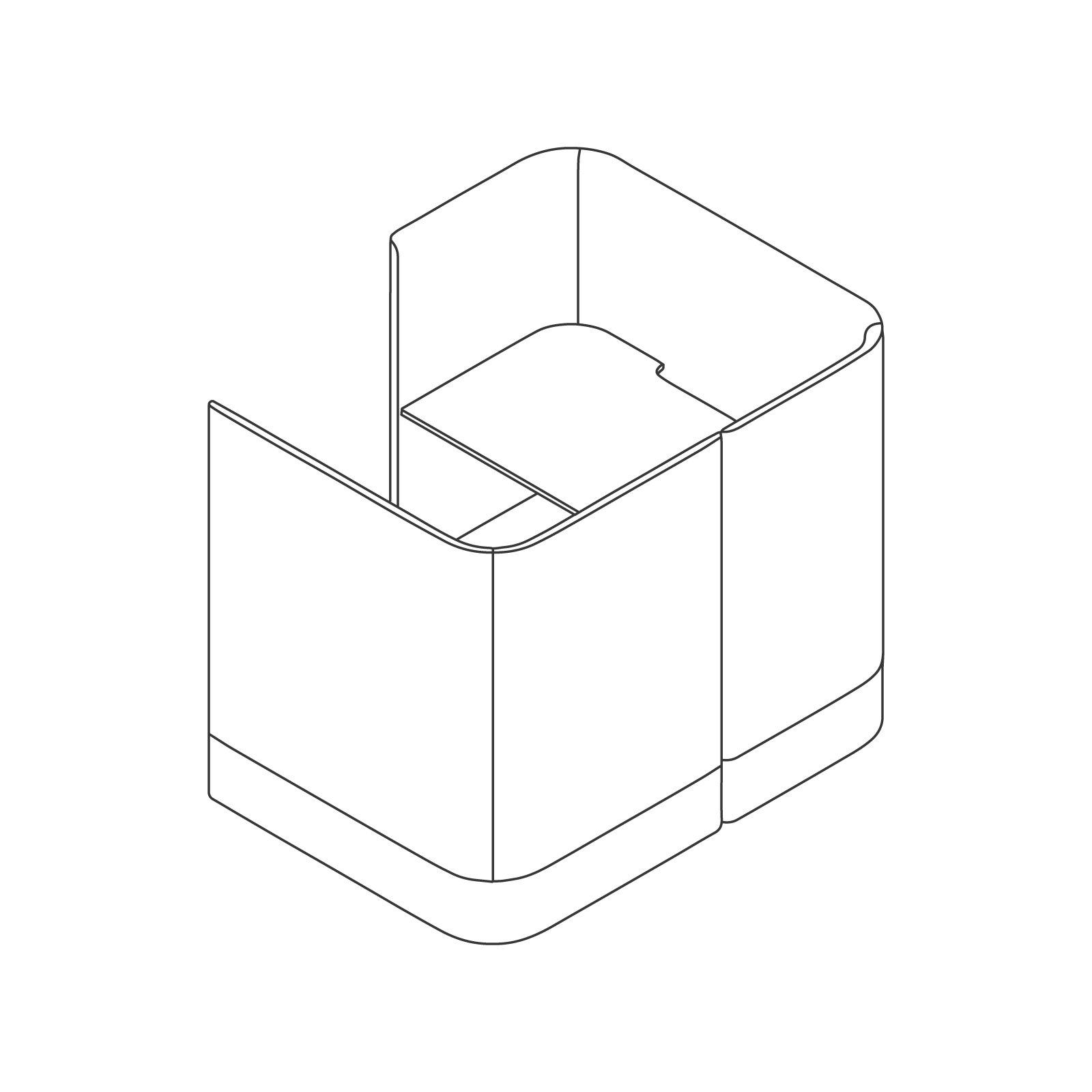 A line drawing - Pullman Desk Pod–Access Left