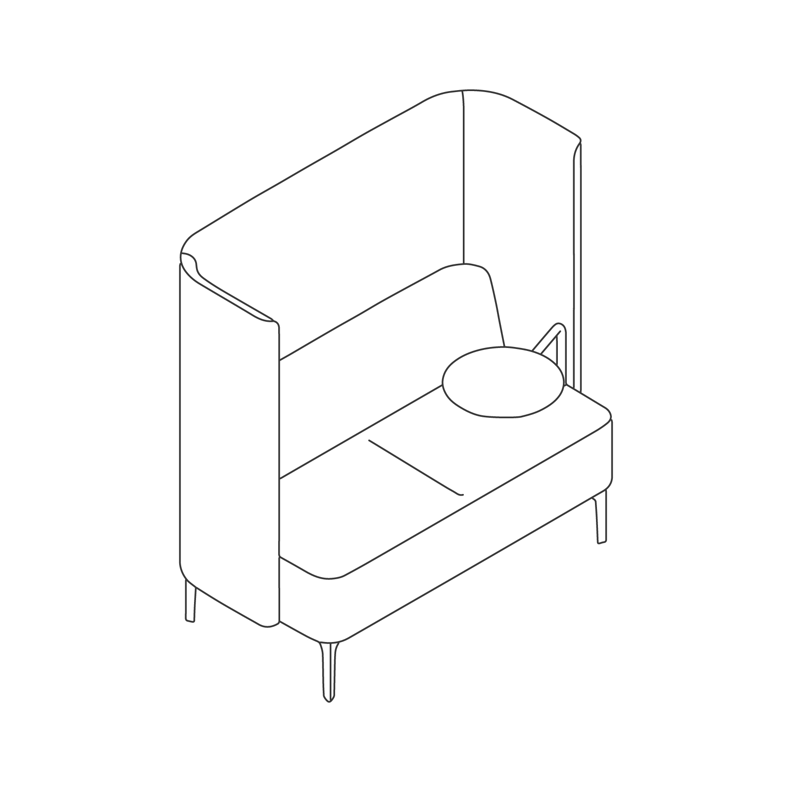 A line drawing - Pullman Sofa–2 Seat–Tablet Left