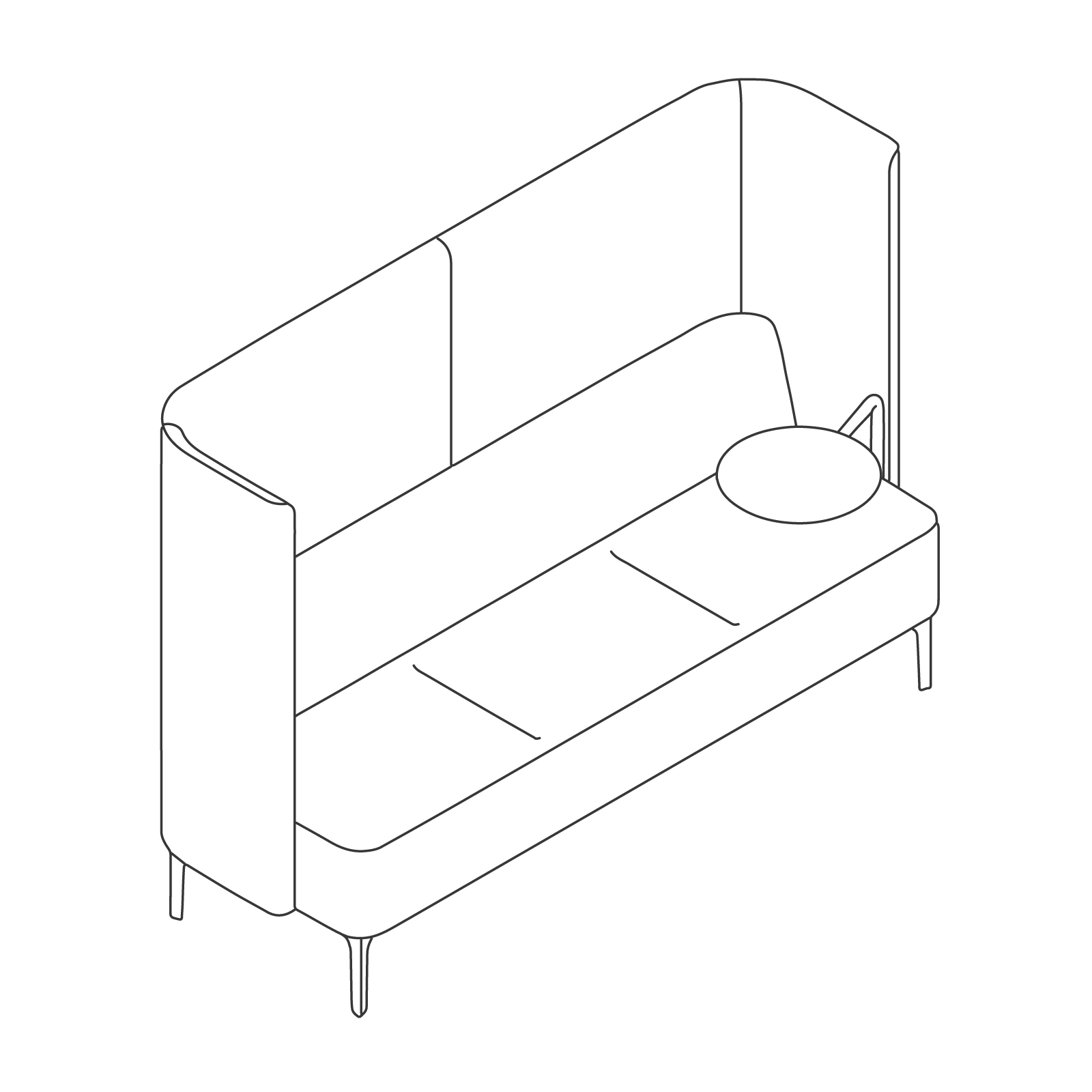 Eine Zeichnung - Pullman Sofa–3-Sitzer–Tisch links