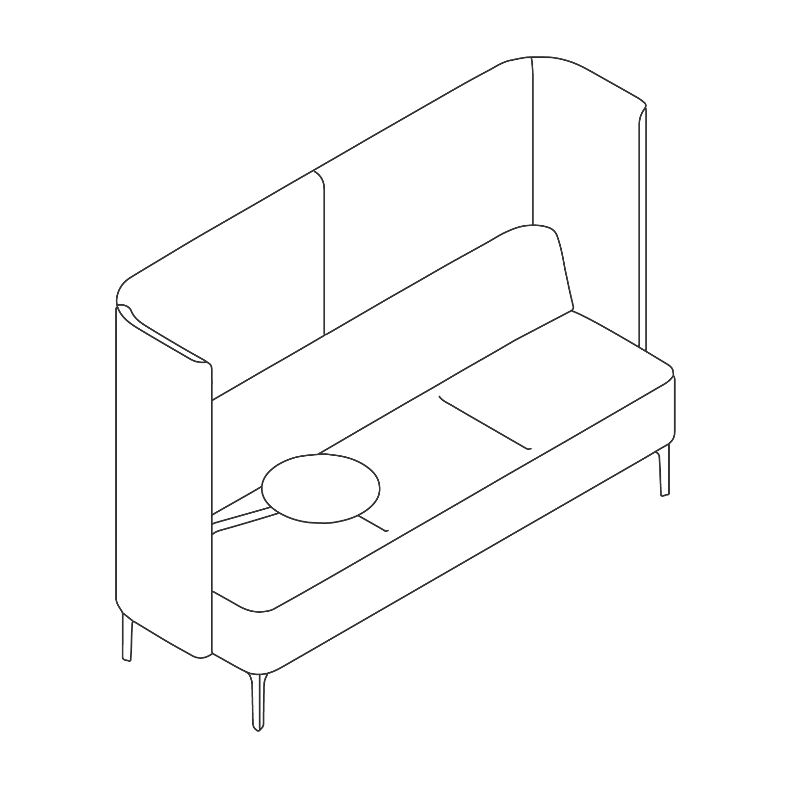 Eine Zeichnung - Pullman Sofa–3-Sitzer–Tisch rechts