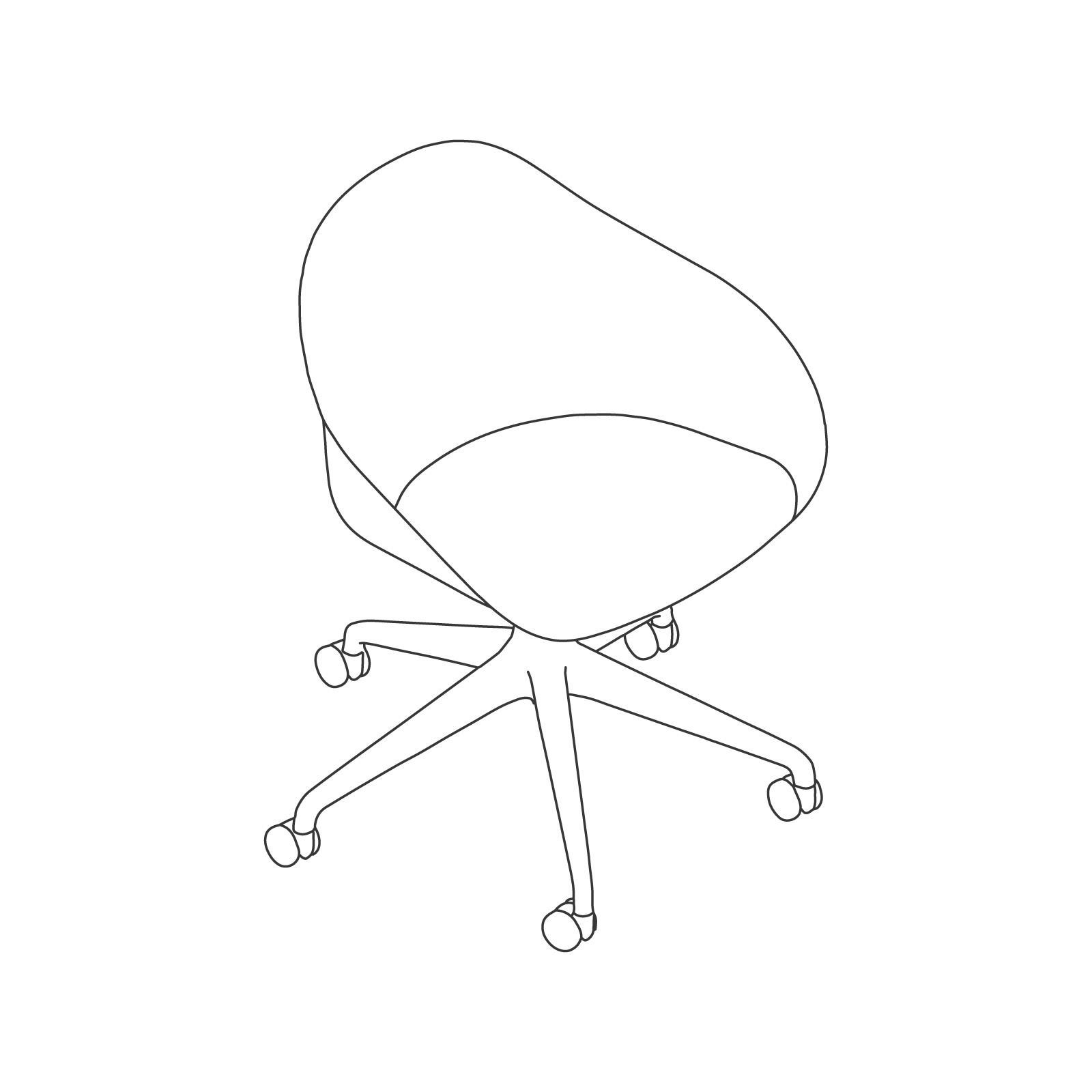 A line drawing - Ruby Chair–5-Star Base–Fixed Height