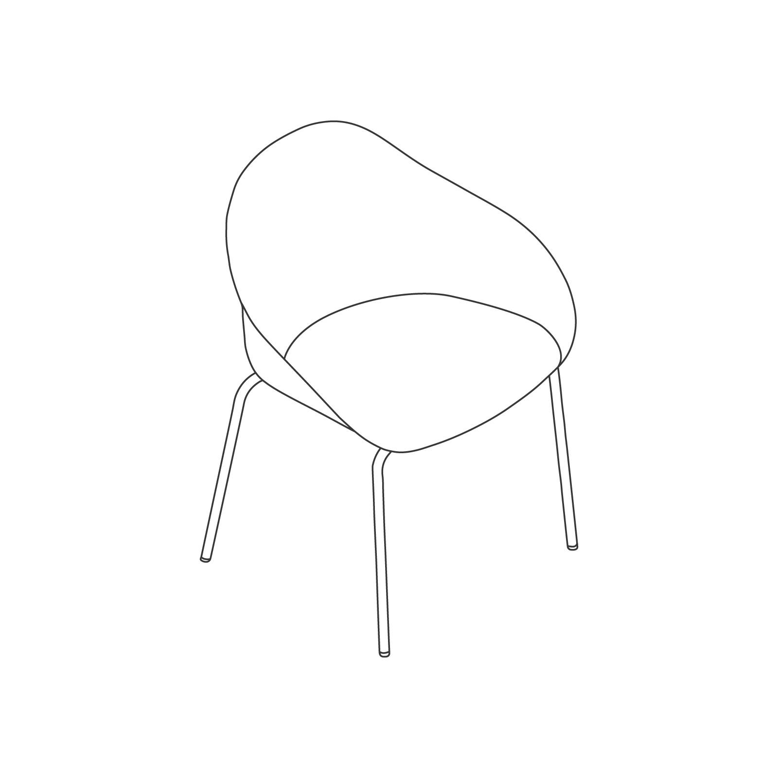 线描图 - Ruby单椅 - 4腿底座