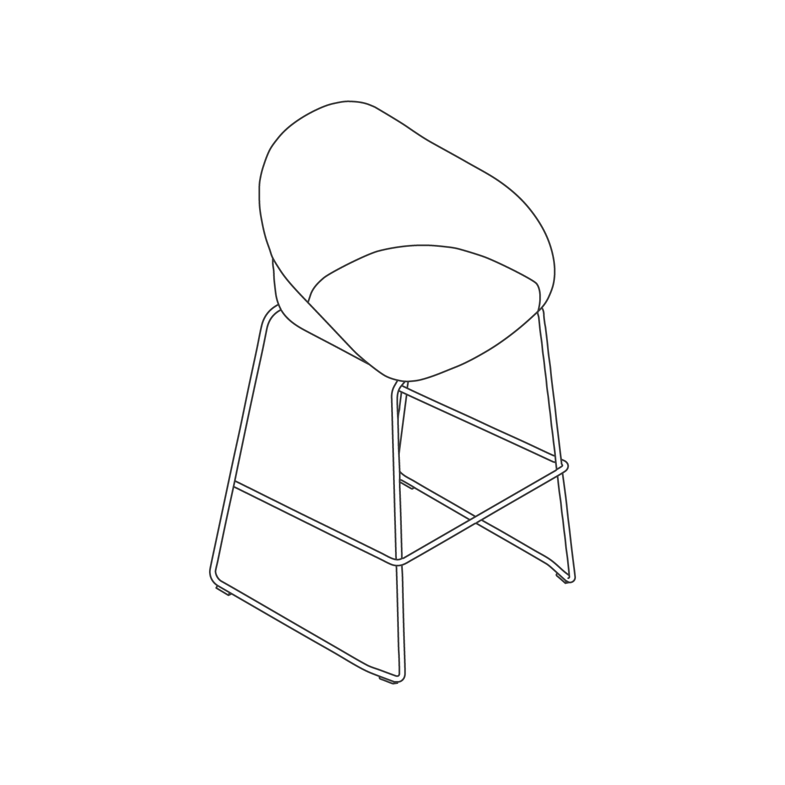 A line drawing - Ruby Stool–Bar Height–Sled Base