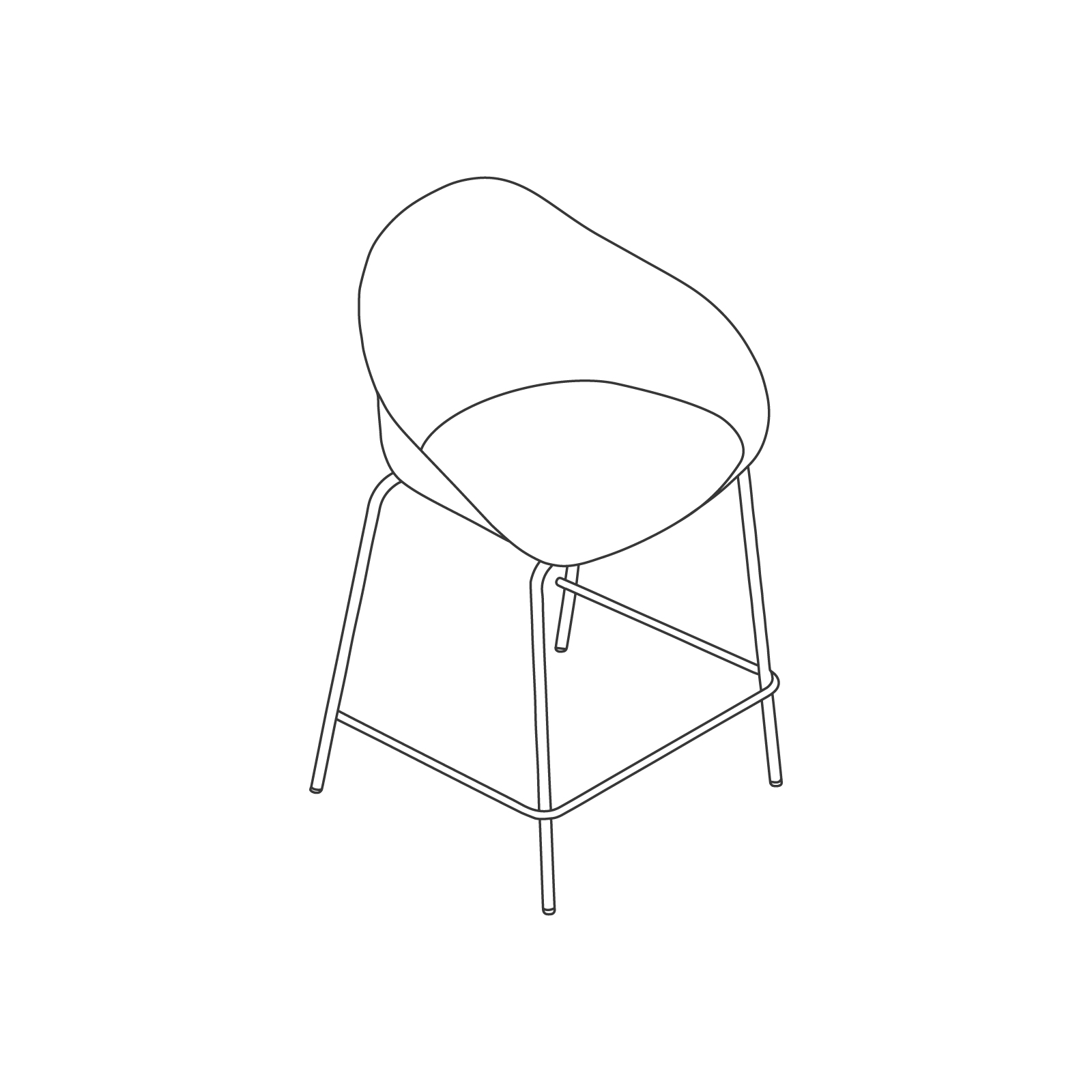 Eine Zeichnung - Ruby Hocker–Tischhöhe–Untergestell mit 4 Beinen