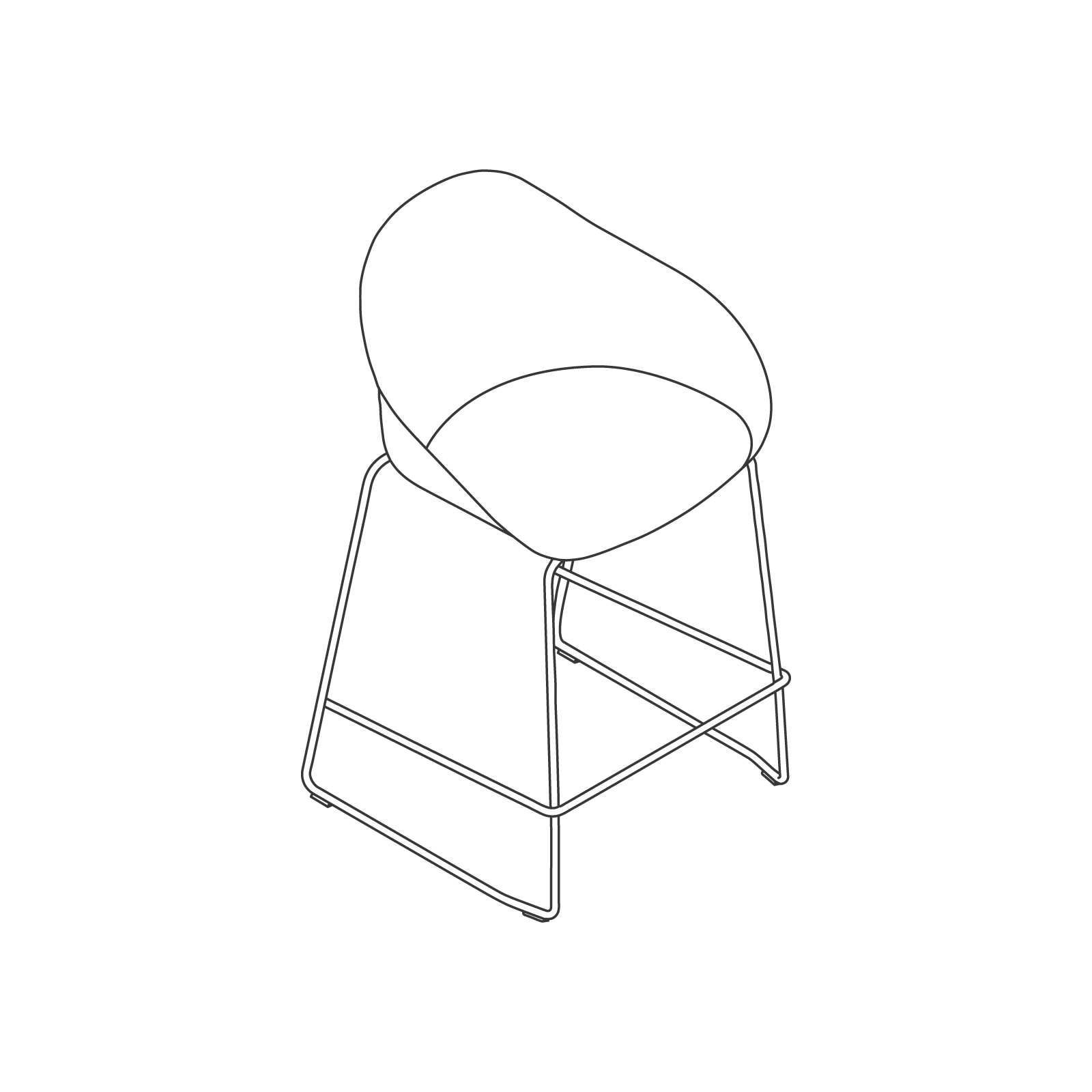 Eine Zeichnung - Ruby Hocker–Tischhöhe–Kufengestell
