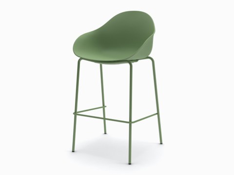Three-quarter view of a green Ruby Stool with matching bar-height sled base.