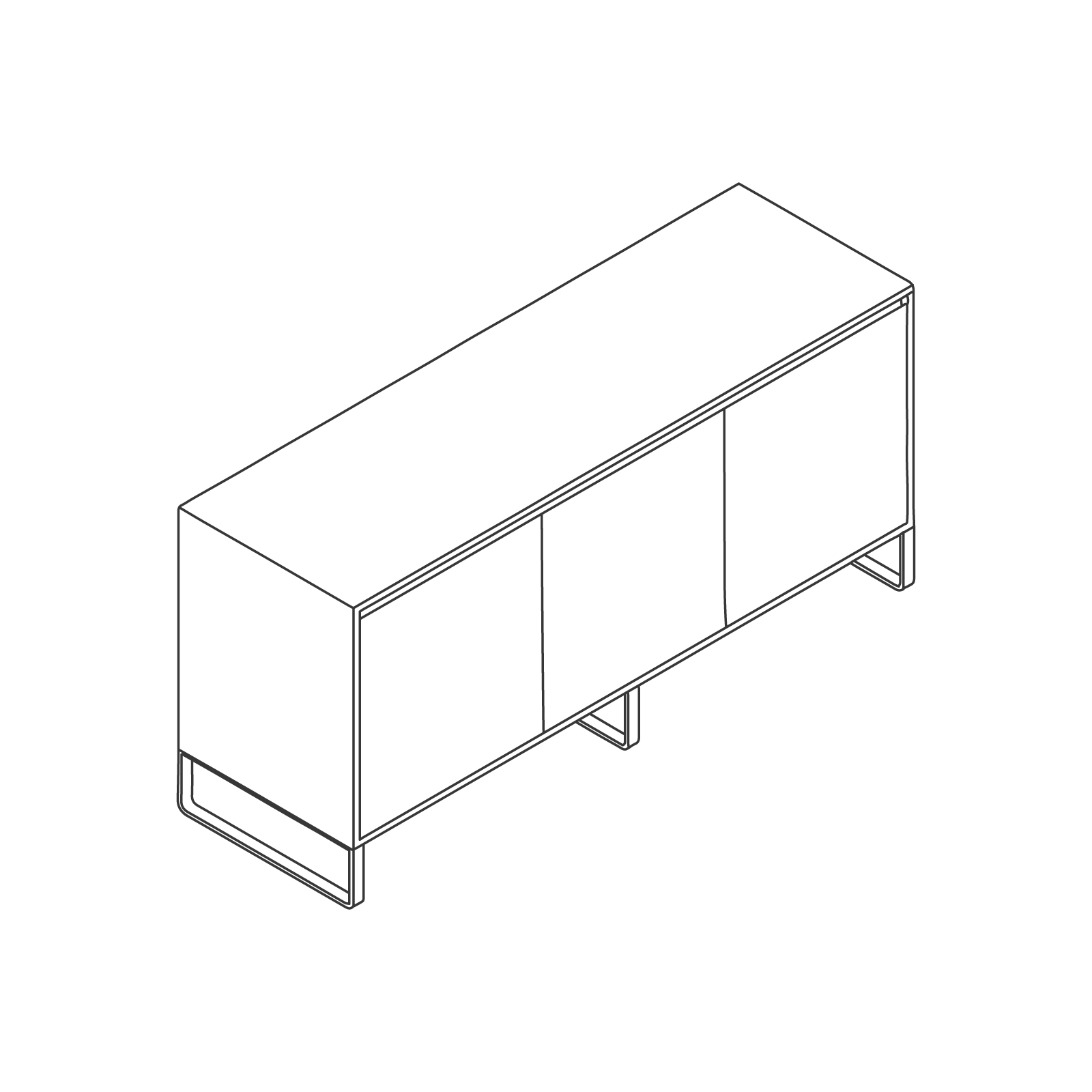 Desenho de linha do Sideboard Storage–3 portas.