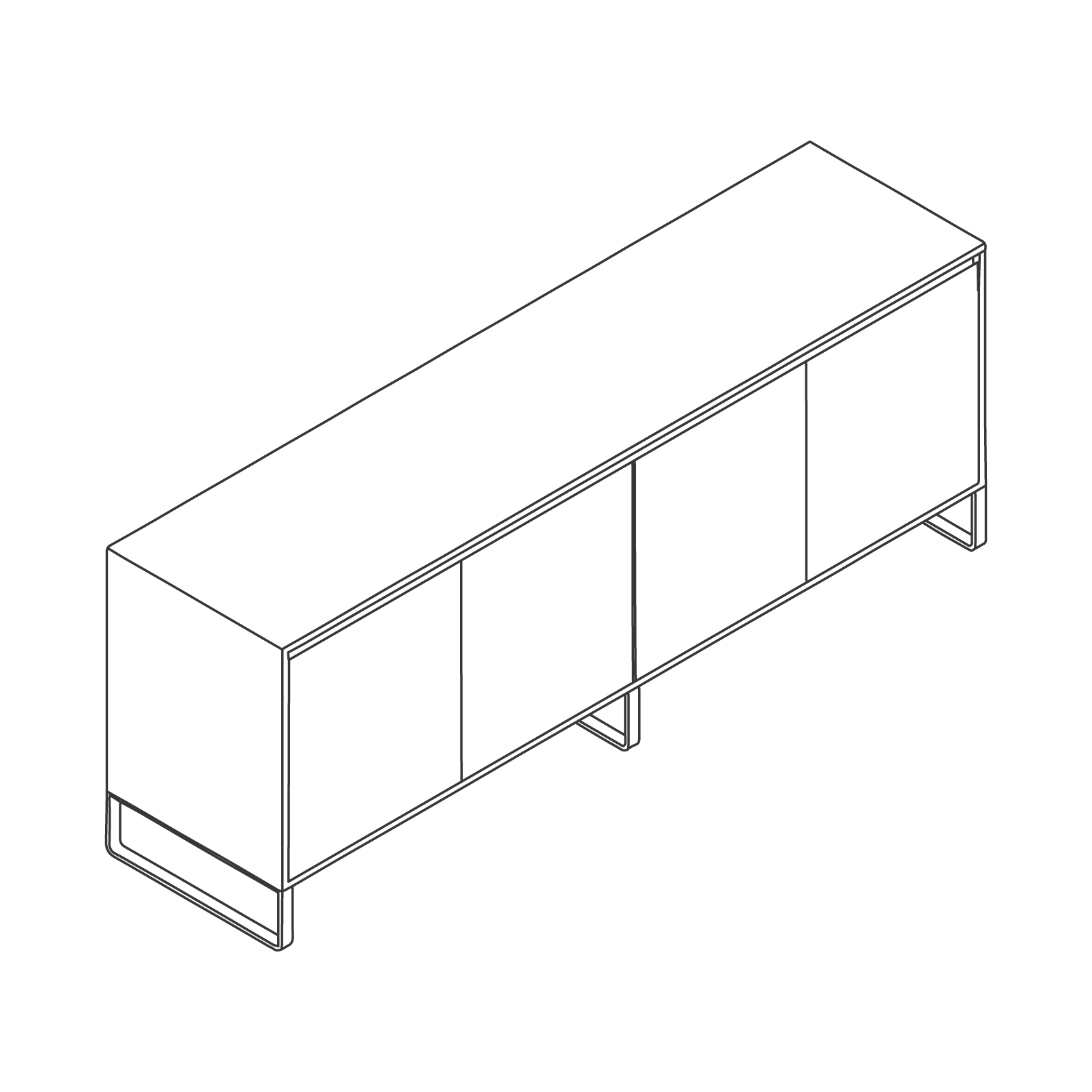 Desenho de linha do Sideboard Storage–4 portas.