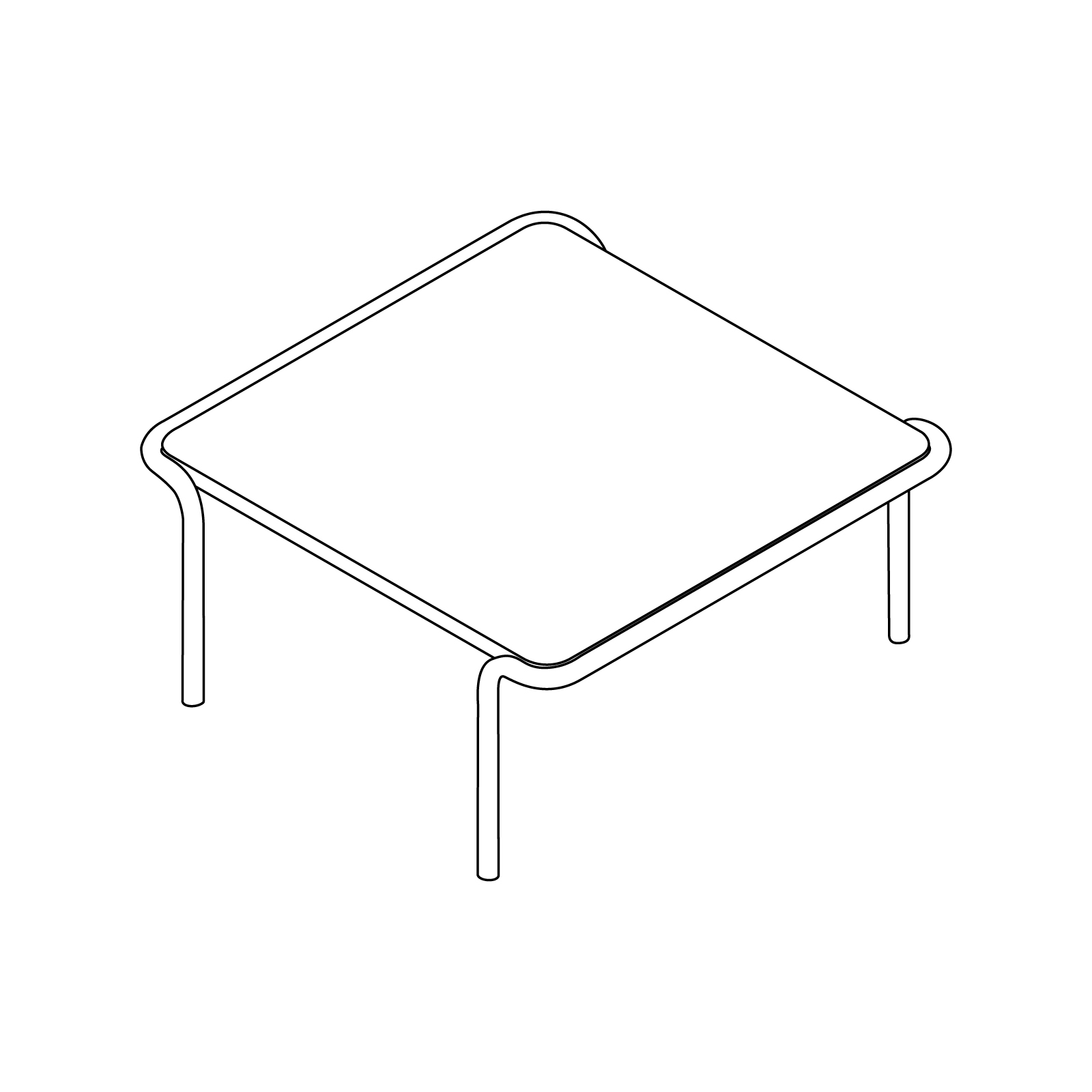 Dessin au trait : Table basse Sweep–Carrée