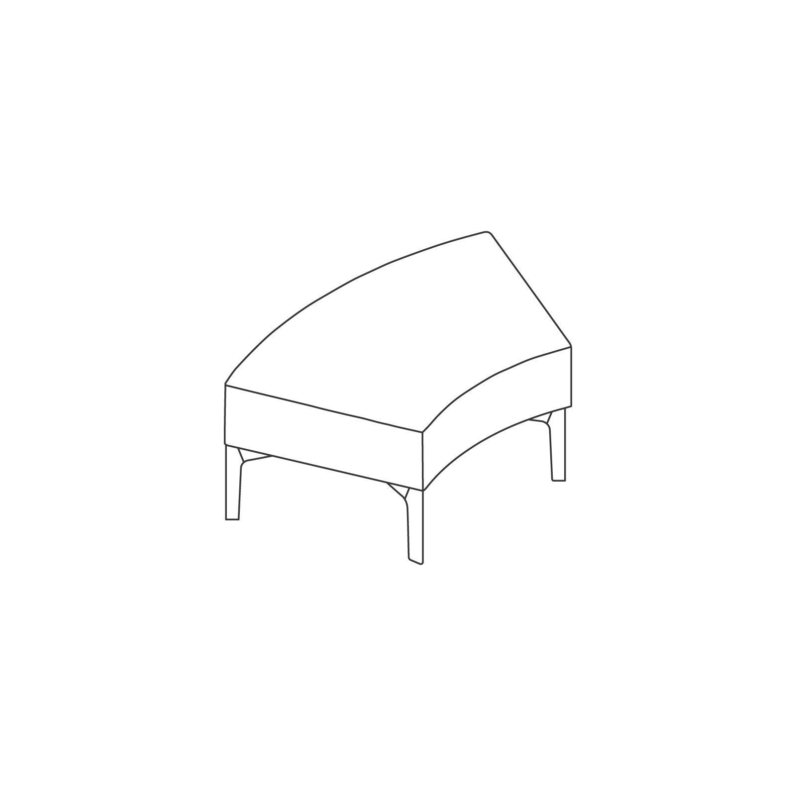 A line drawing - Symbol Bench–45-Degree Curve