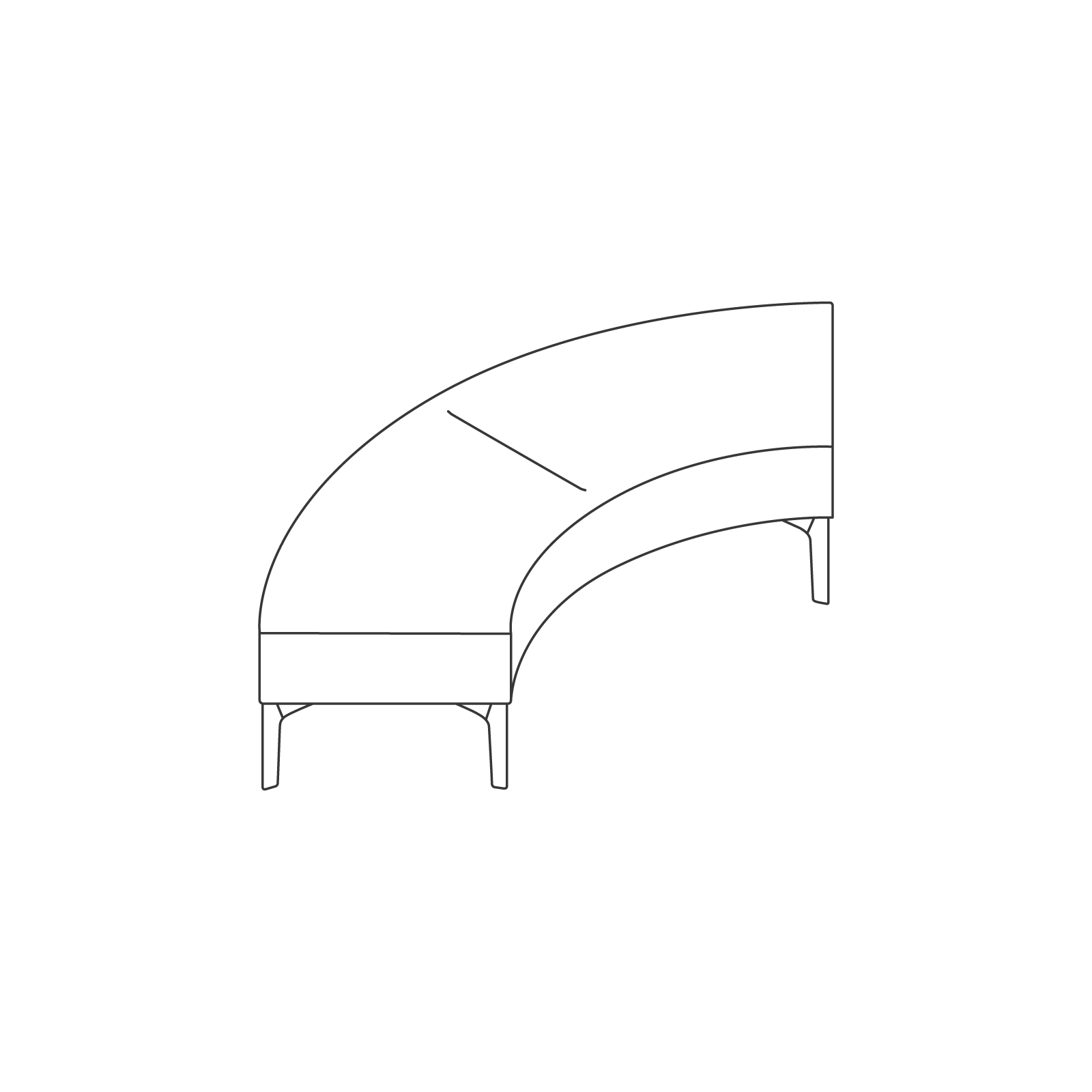 Eine Zeichnung - Symbol Bank – 90-Grad-Bogenelement, extern