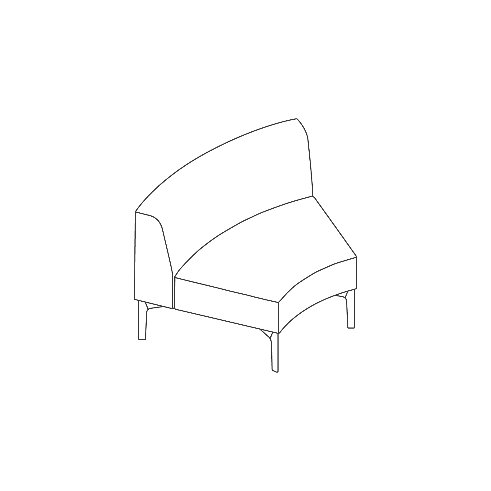 A line drawing - Symbol Modular Seating–45-Degree Curve