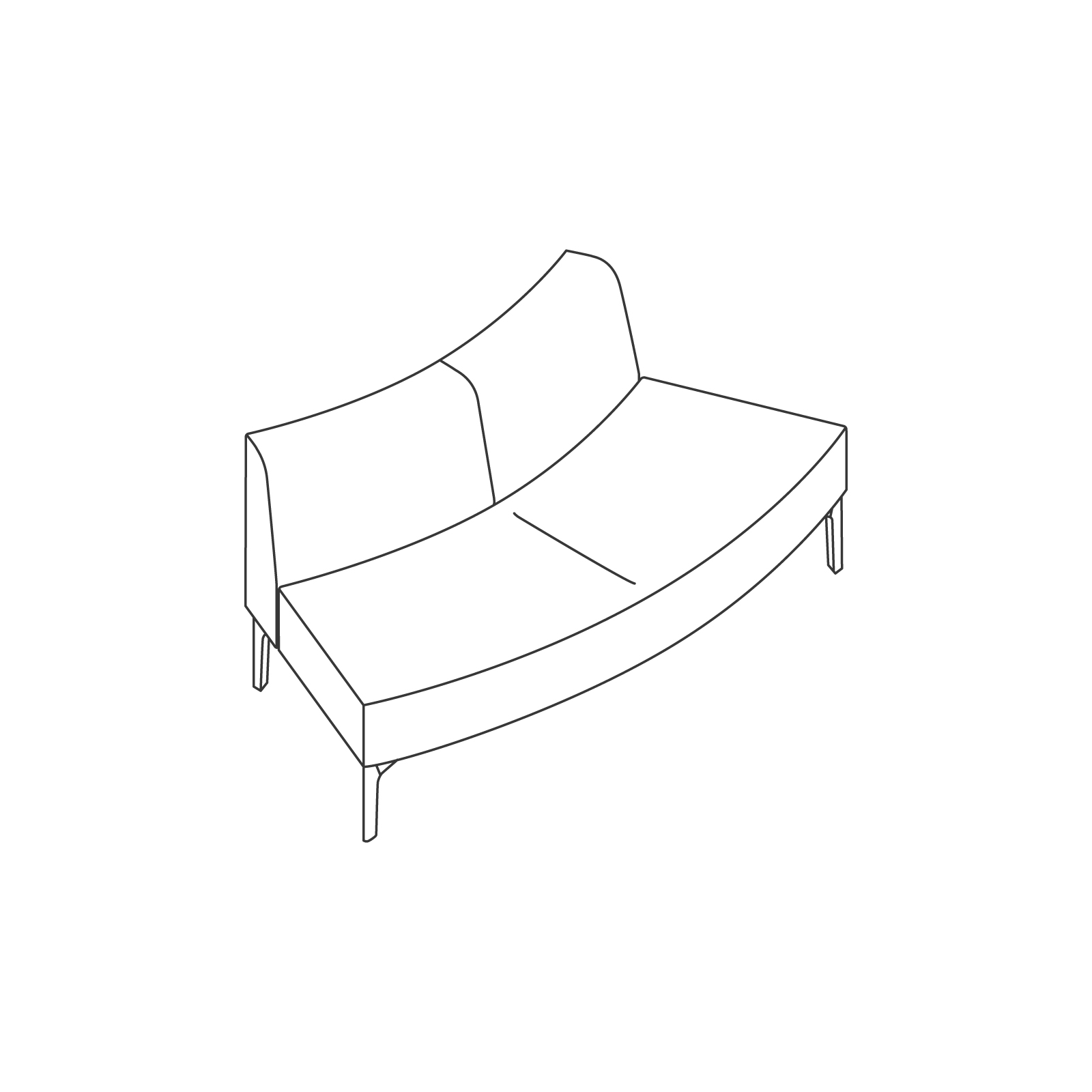 Een lijntekening - Symbol modulaire stoelen – buitenboog 45 graden