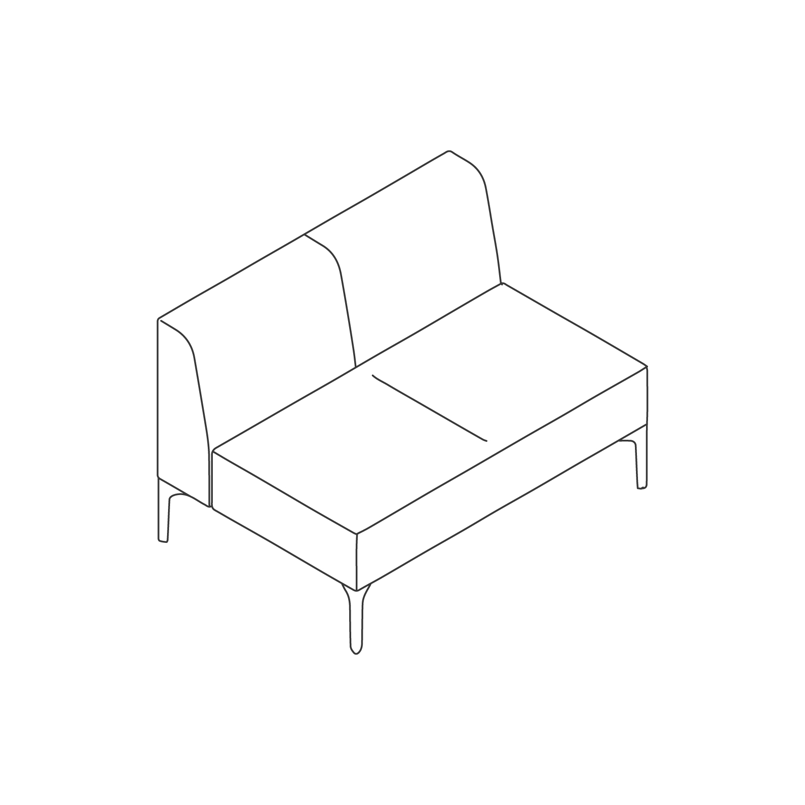线描图 - Symbol模块化座椅 - 无扶手 - 双座