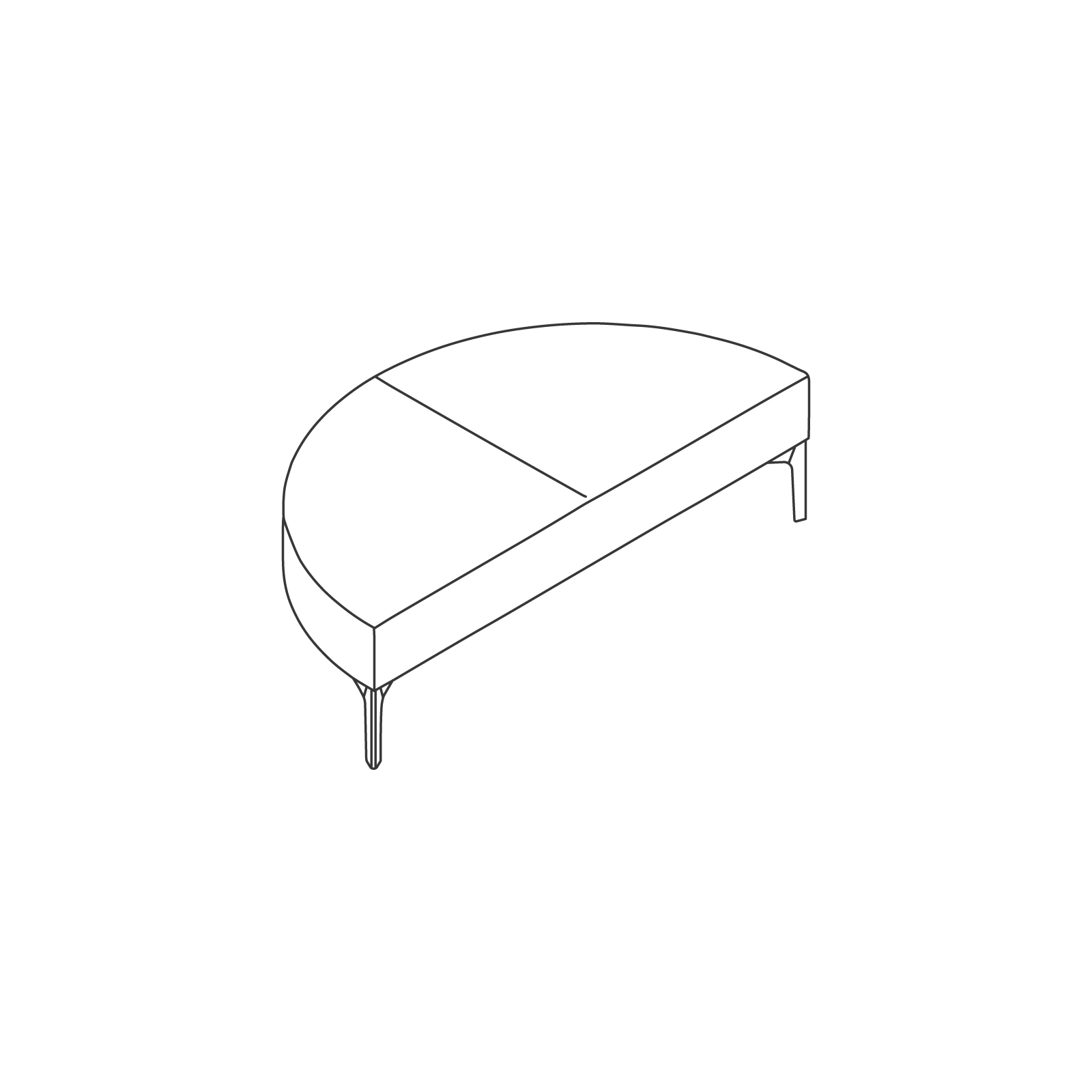 Um desenho de linha - Assento modular Symbol – Banco – Curva externa de 180°
