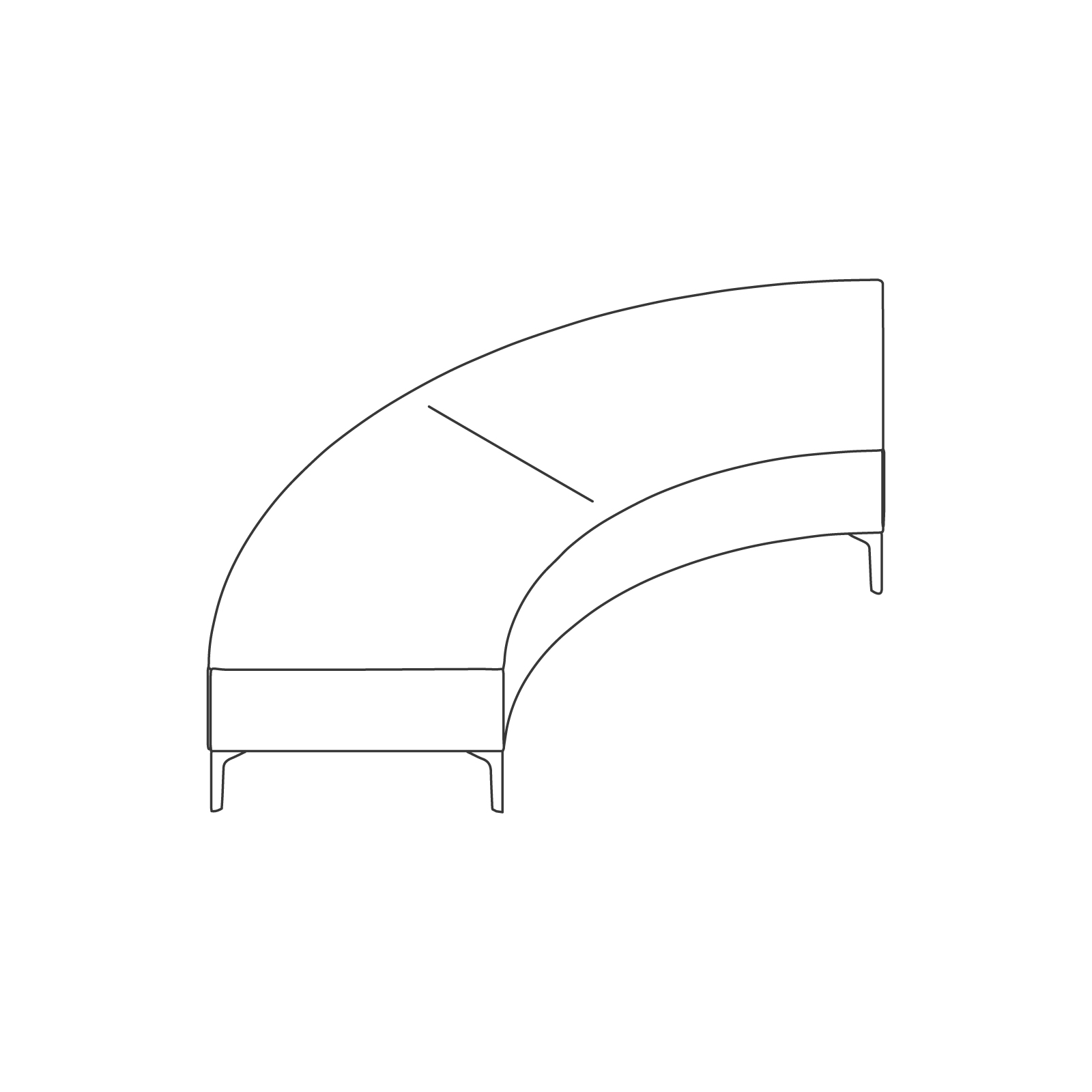 A line drawing - Symbol Modular Seating–Bench–90-Degree Curve