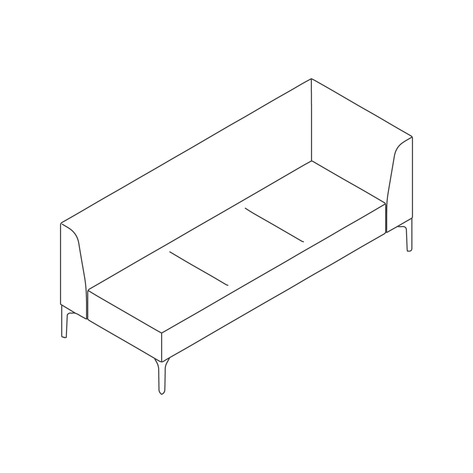 Eine Zeichnung - Symbol Modulare Sitzelemente–Armlehne links–3-Sitzer