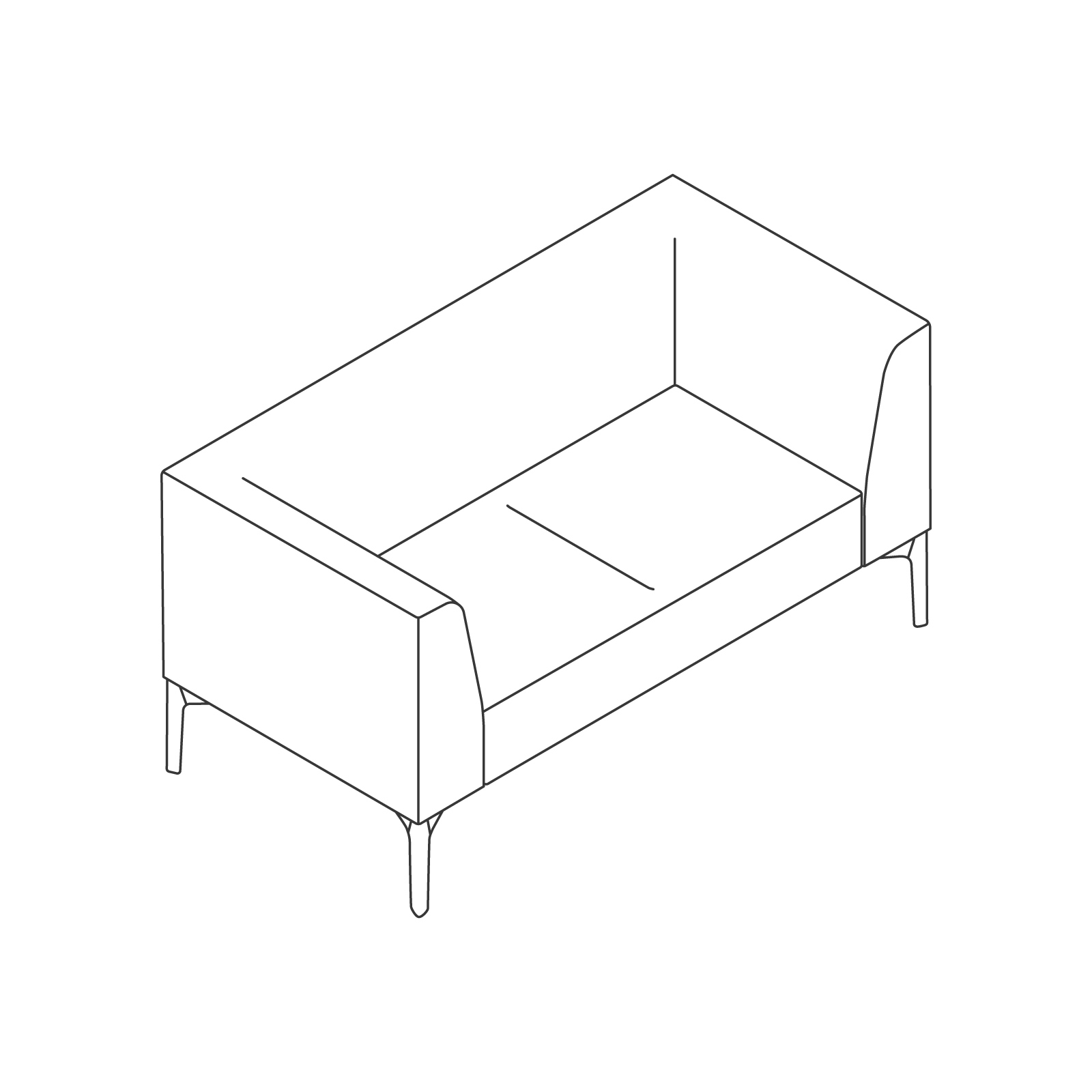 A line drawing - Symbol Sofa–2 Seat