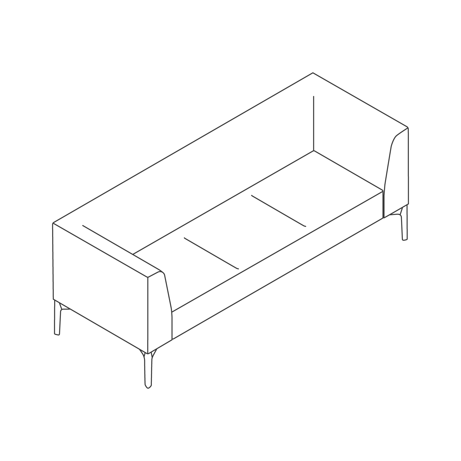 A line drawing - Symbol Sofa–3 Seat