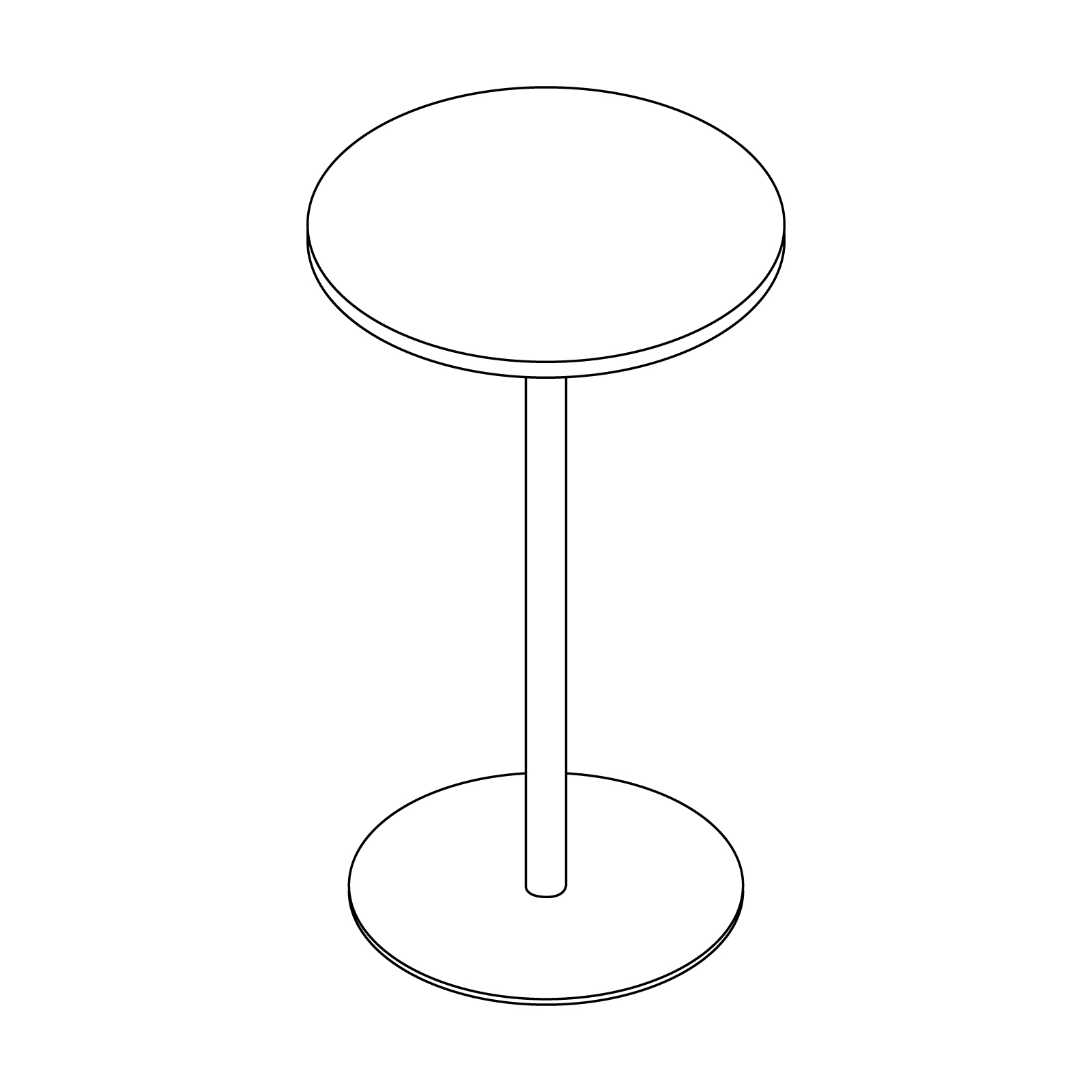 A line drawing - Tier Bar Height Table–Round