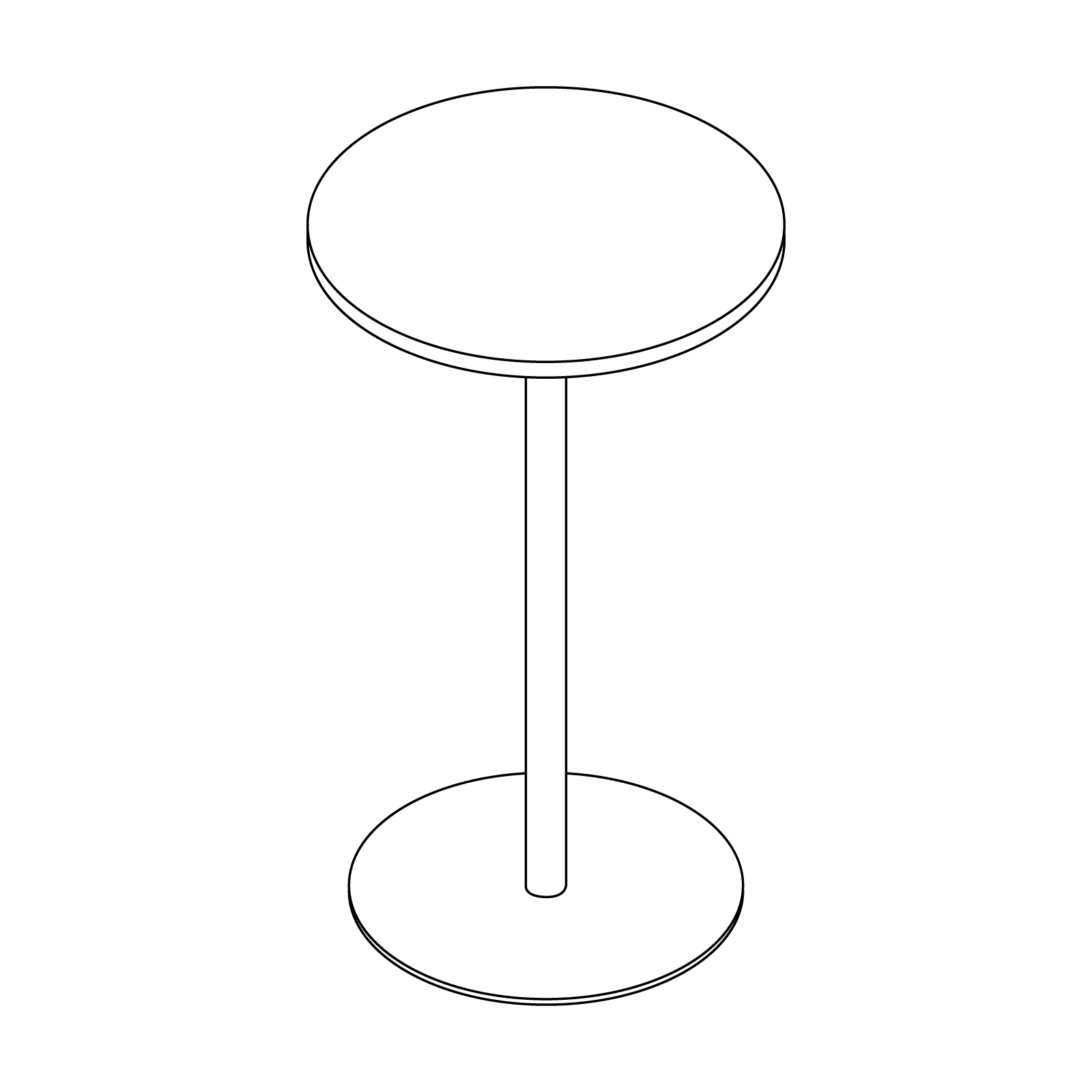 Een lijntekening - Tier-tafel op barhoogte - rond