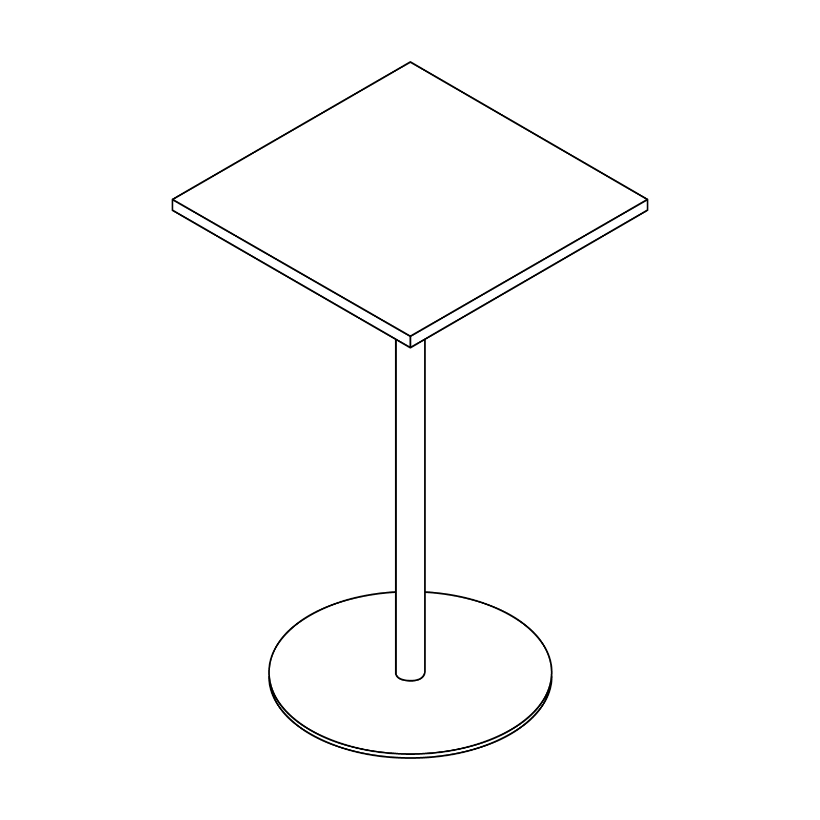 A line drawing - Tier Bar Height Table–Square