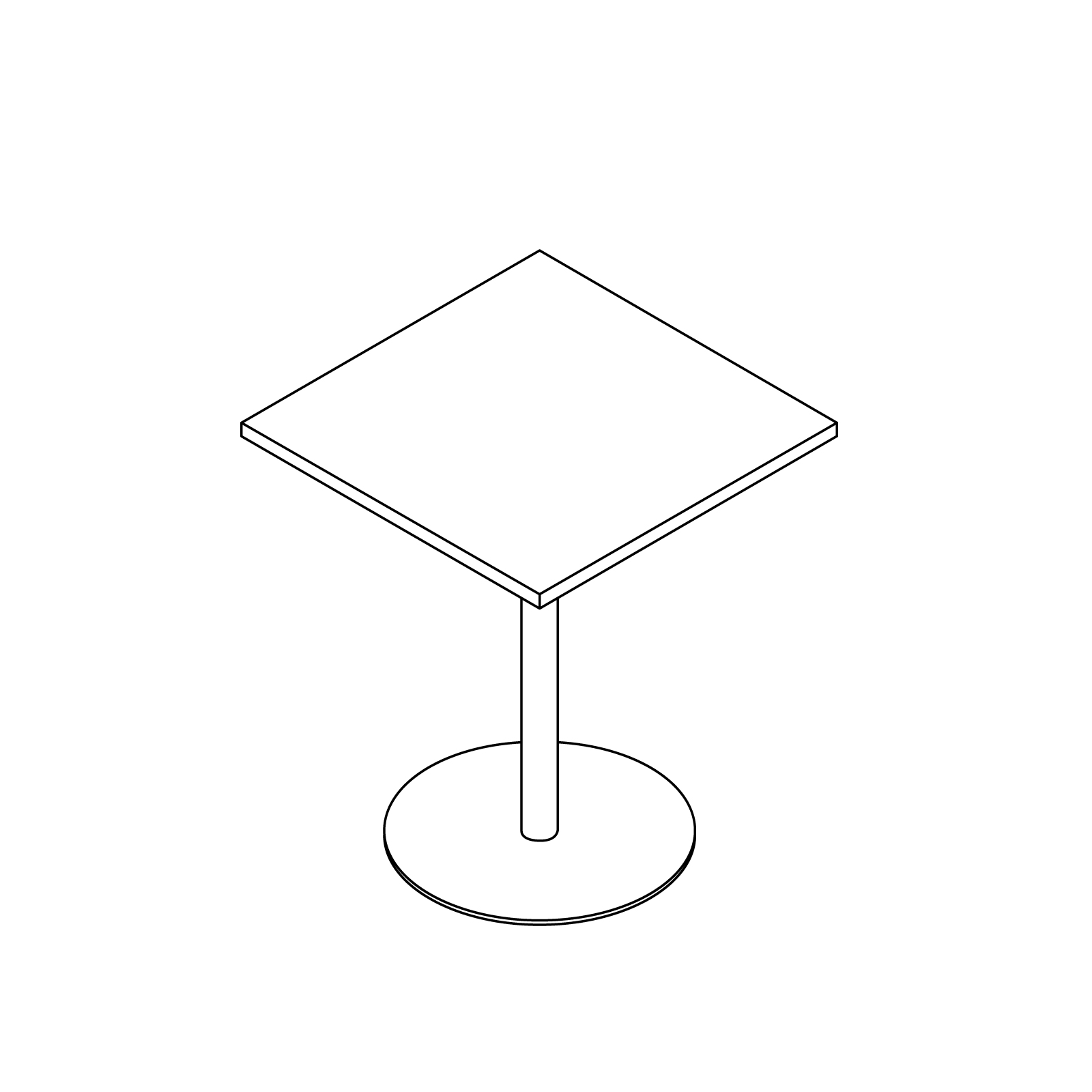 Een lijntekening - Tier-cafétafel - vierkant