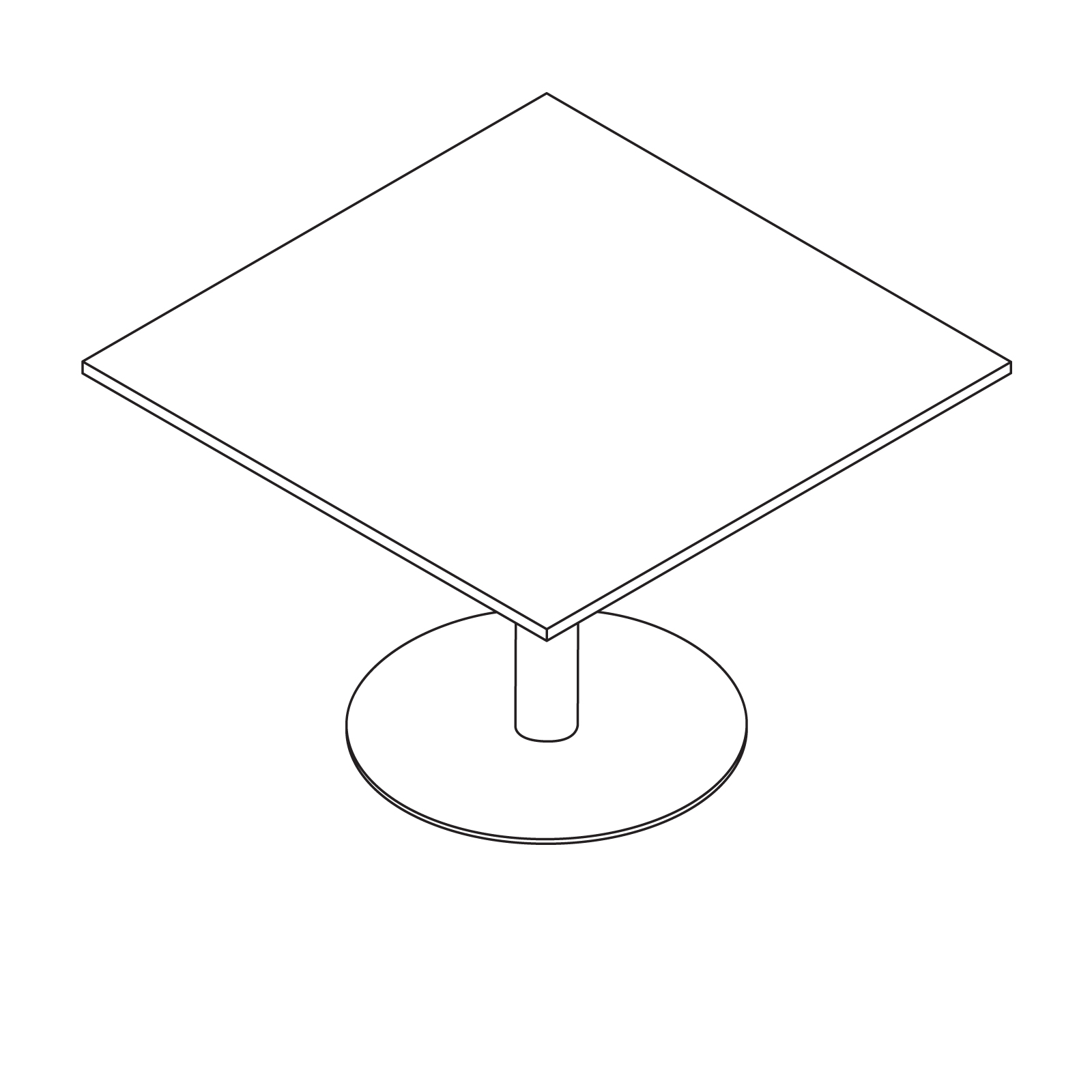 Eine Zeichnung - Stufentisch, quadratisch