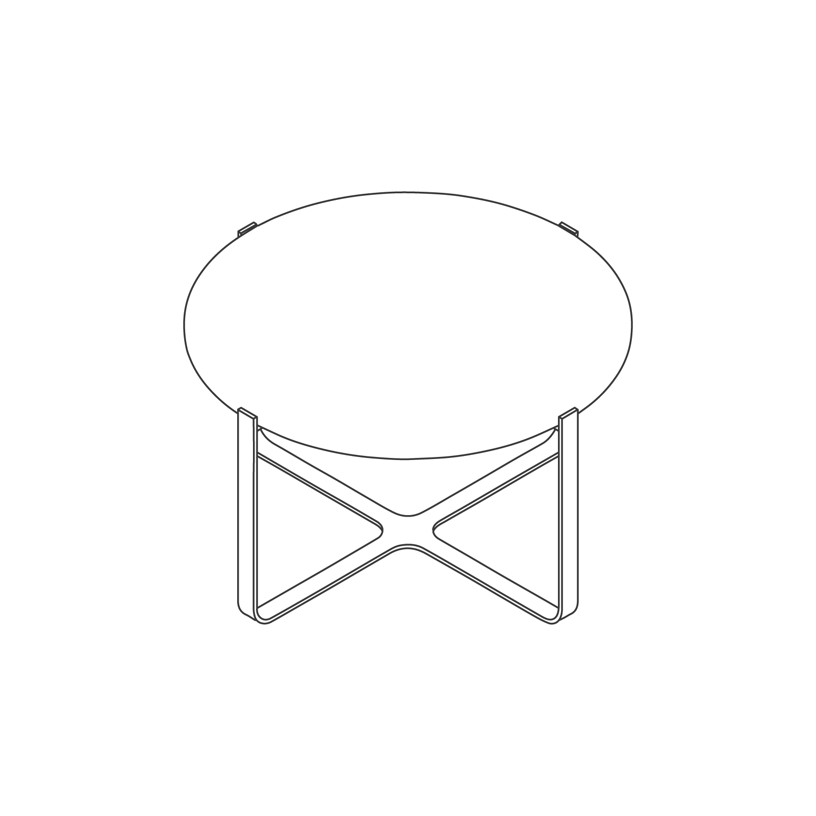 Dibujo en líneas de una mesa de café Trace–redonda.