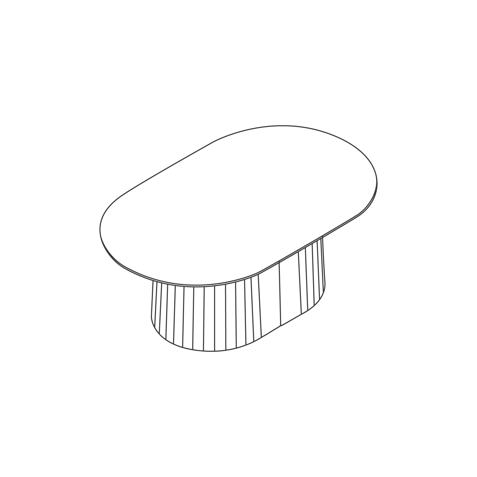 Dessin au trait : Table basse Tun–Piètement acier