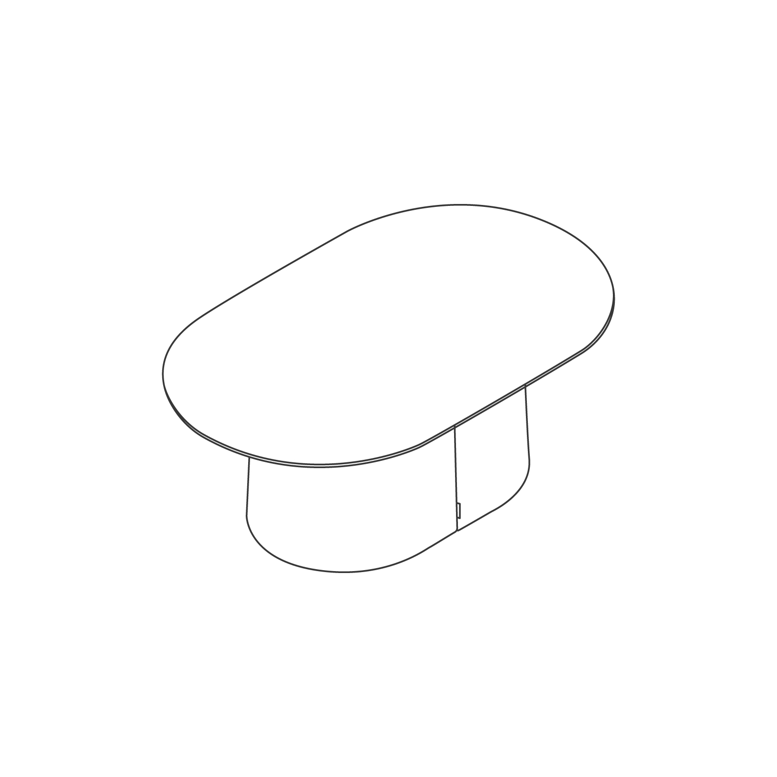 A line drawing - Tun Coffee Table–Upholstered Base