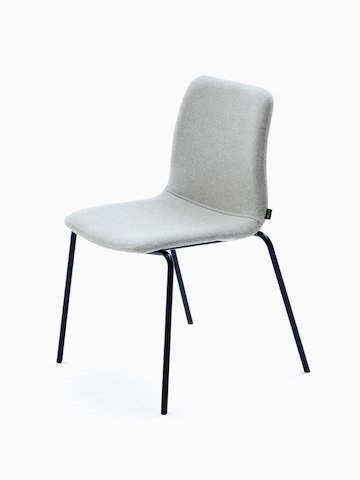 Viv Side Chair upholstered in pale grey fabric with black 4 leg base.