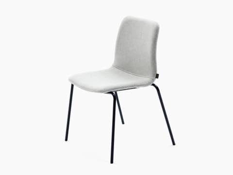Viv Side Chair upholstered in pale gray fabric with black 4 leg base.