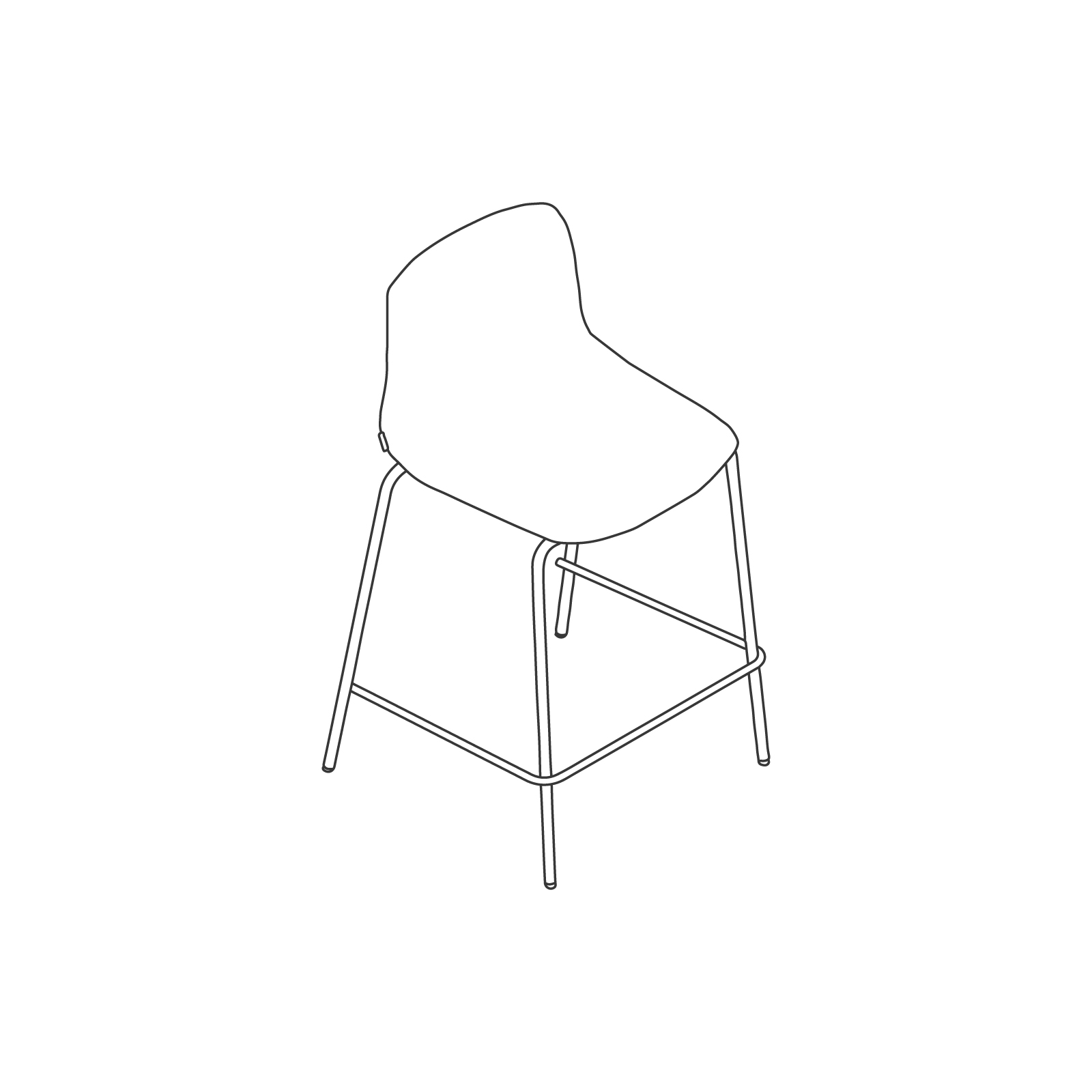 Eine Zeichnung - Viv Hocker–Tischhöhe–Untergestell mit 4 Beinen