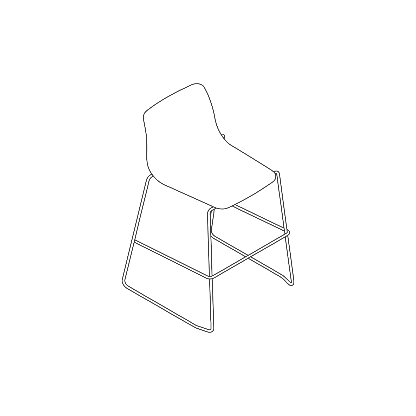 Eine Zeichnung - Viv Hocker–Tischhöhe–Kufengestell