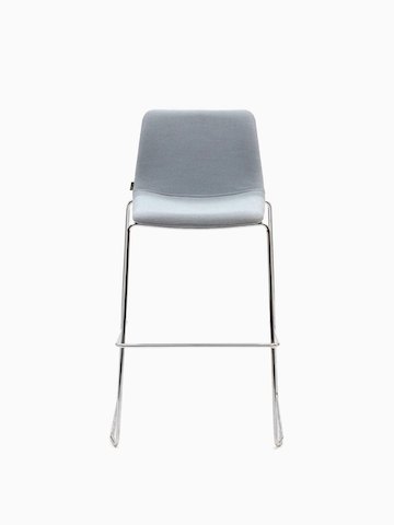 前视图：配有金属底座的灰色Viv高脚椅。