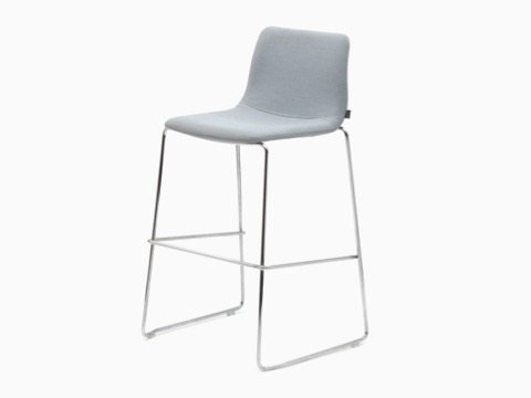 A gray NaughtOne Viv Stool with a metal base, viewed at an angle.