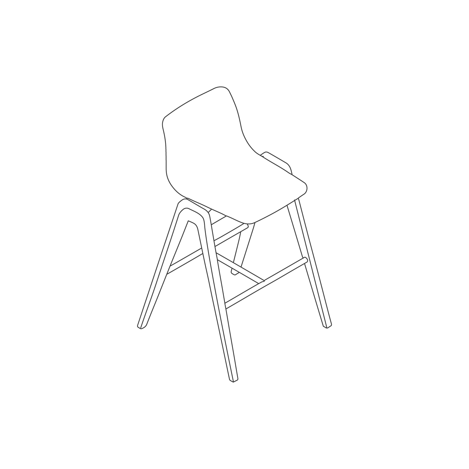 A line drawing of Viv Wood Stool–Bar Height.