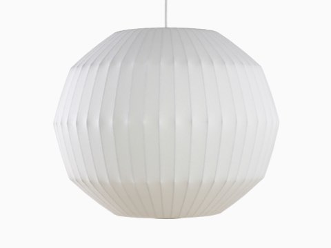 A white Nelson Angled Sphere Bubble Pendant lamp. A white Nelson Angled Sphere Bubble Pendant lamp.