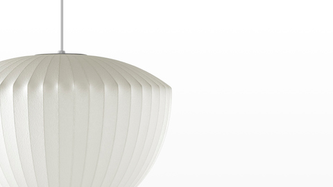 Close view of a Nelson Apple Bubble Pendant white hanging lamp. Close view of a Nelson Apple Bubble Pendant white hanging lamp.