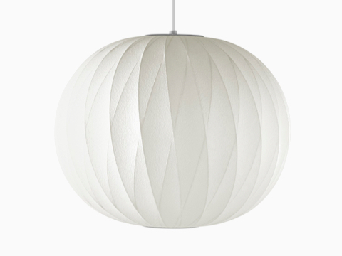 Een witte hangende Nelson Ball CrissCross Bubble Pendant lamp.